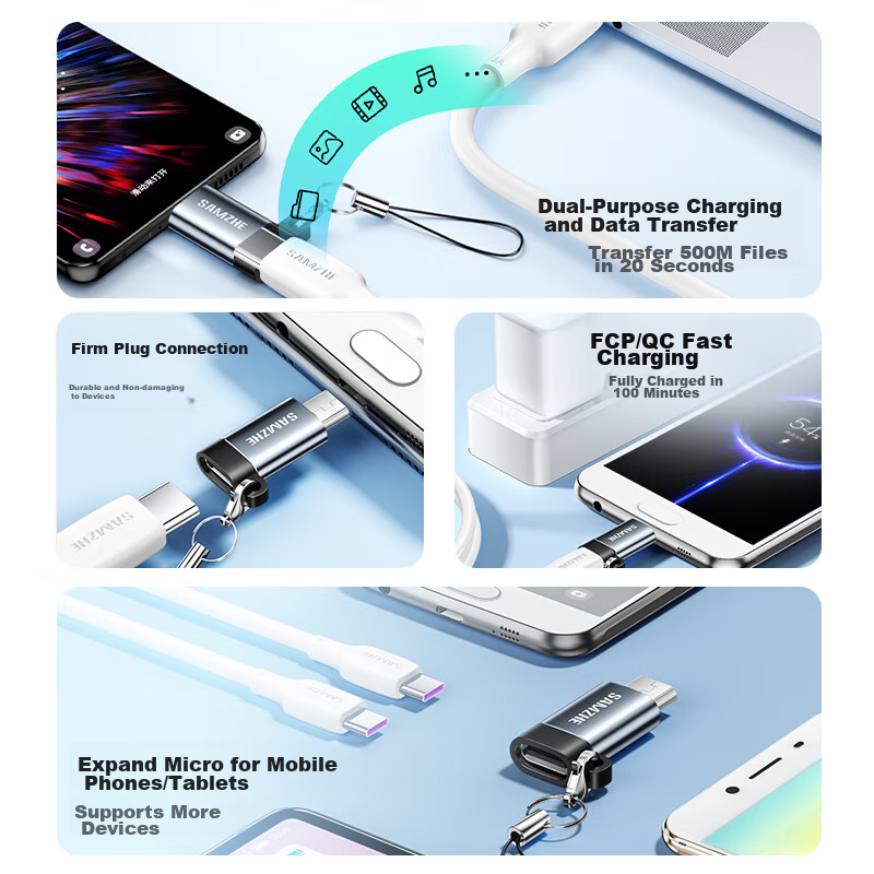 Shanze Micro USB to Type-C Adapter, USB-C Data Charging Cable, Android Converter...