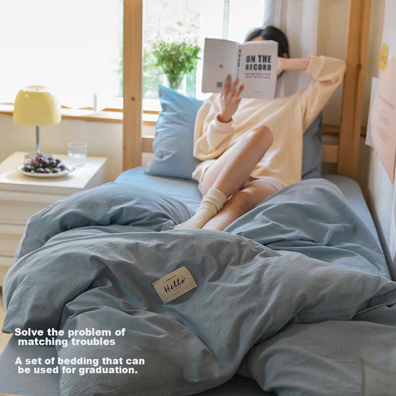 NanJiren Student Bedding Set Dormitory Six-Piece Set (Three-Piece Set + Pillow C...