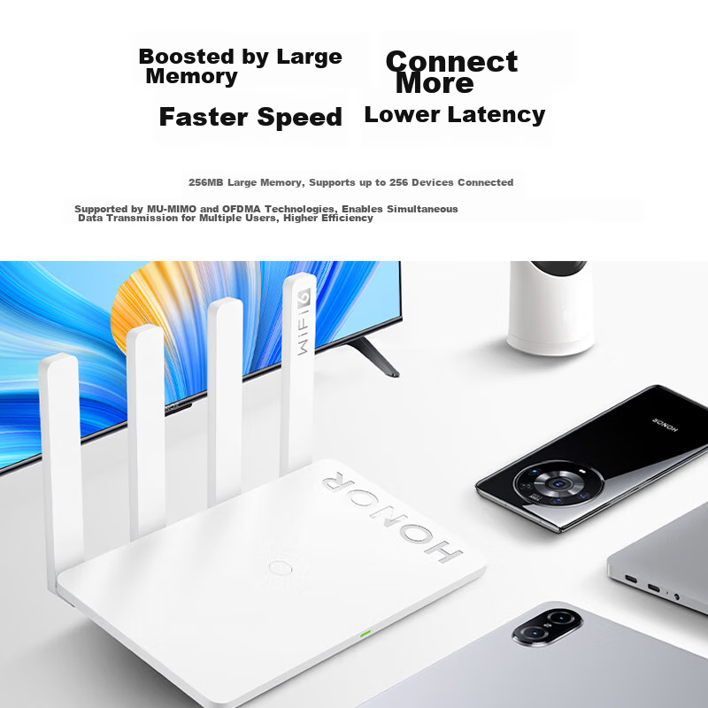 HONOR Router 4 WiFi 6 Gigabit Router AX3000 Online Class Gaming Acceleration Mul...