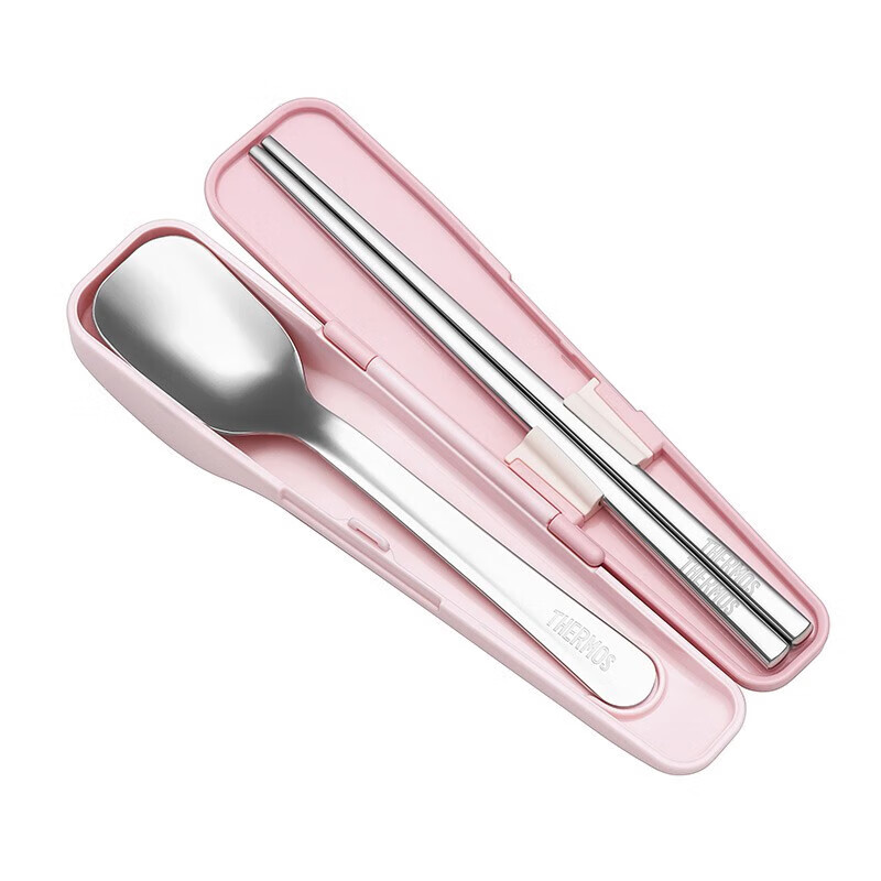 THERMOS Children's Tableware, 316L Stainless Steel Chopsticks And Spoon with Por...