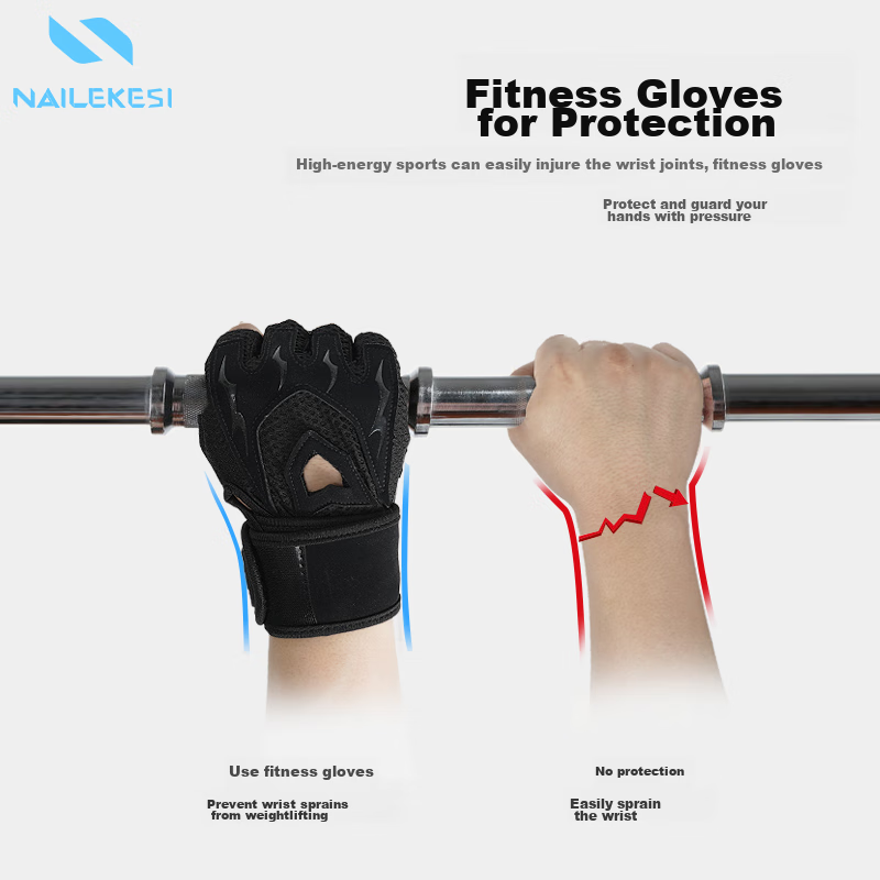 Nailikesi Fitness Gloves with Wrist Guards, Tactical Training, Pre-Exercise Non-...