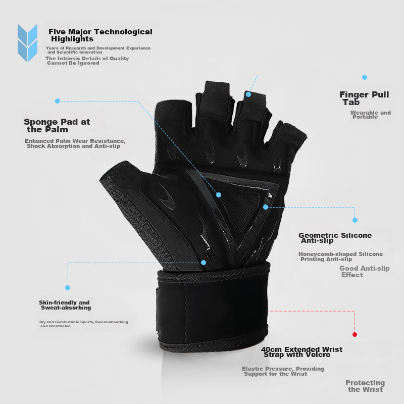 Nailikesi Fitness Gloves with Wrist Guards, Tactical Training, Pre-Exercise Non-...