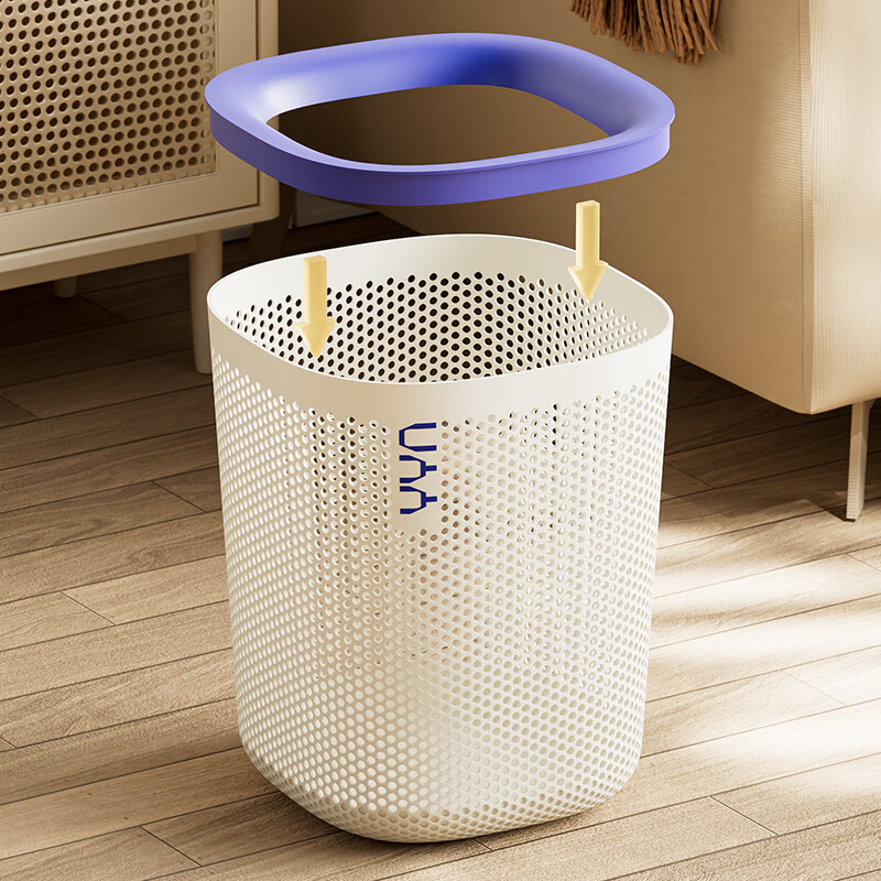 PUCHU Lidless Trash Can 12L for Home Kitchen Bedroom Living Room Bathroom, Hollo...