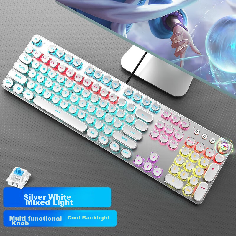 EWEADN TK100 Punk Mechanical Keyboard And Mouse Set, E-Sports Gaming Wired Deskt...