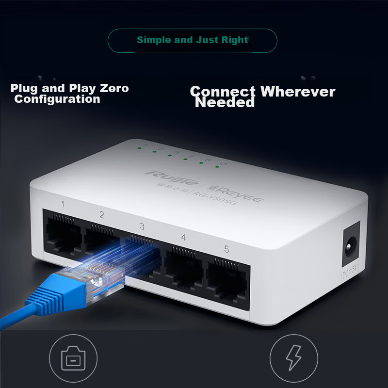Ruijie 8-Port 100Mbps Unmanaged Lightning-Proof Switch RG-YS08, Full-Speed Data...