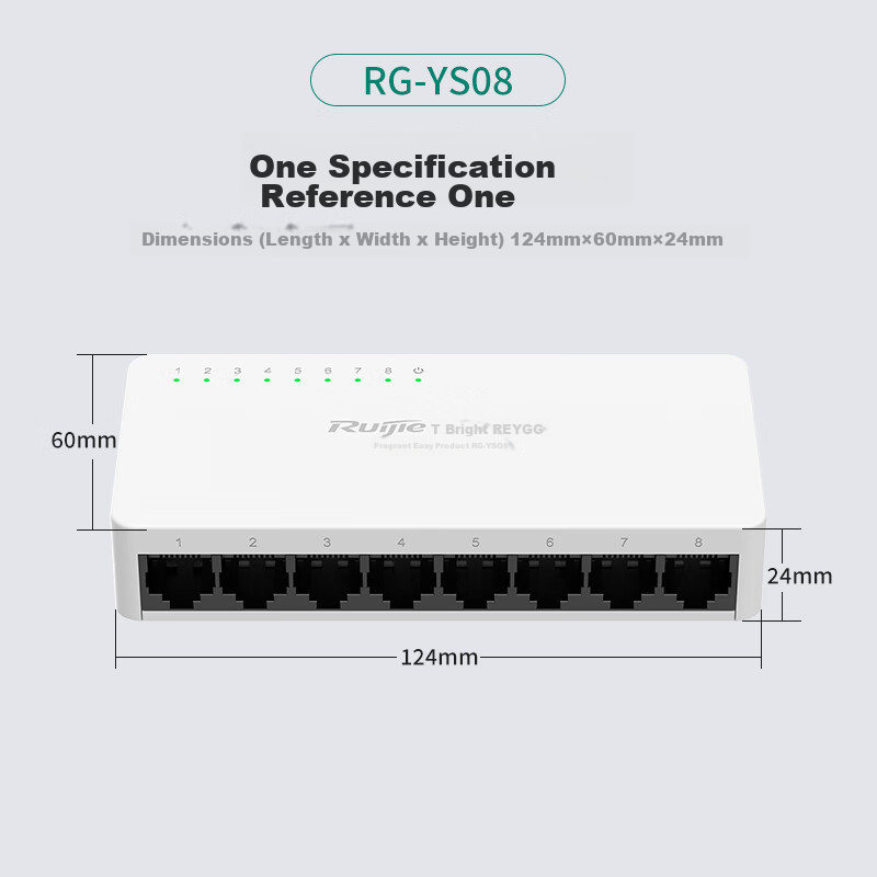 Ruijie 8-Port 100Mbps Unmanaged Lightning-Proof Switch RG-YS08, Full-Speed Data...