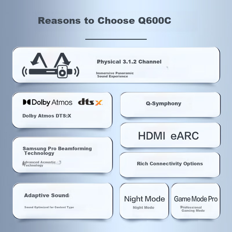 SAMSUNG HW-Q600C/XZ Dolby Atmos Wireless Bluetooth Soundbar Subwoofer Home Theat...