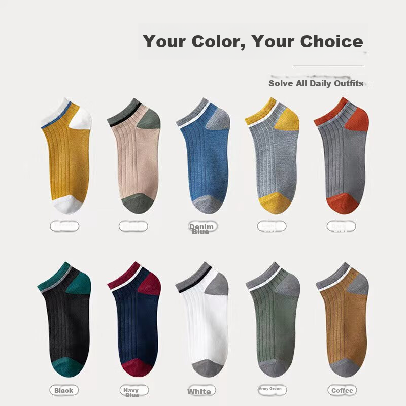 NanJiren 10 Pairs 100% Pure Cotton Socks for Men, Antibacterial Short Socks, Boa...