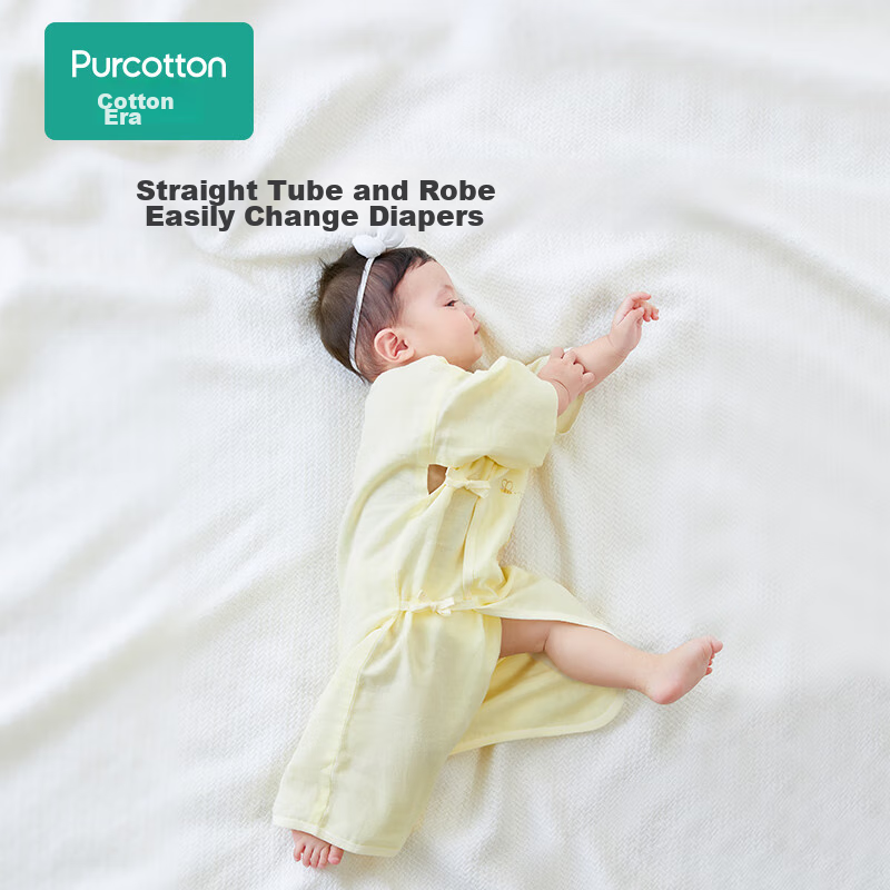 PurCotton Newborn Baby Sleepwear, Full Moon Baby Monk Robe, One-Piece Clothing f...