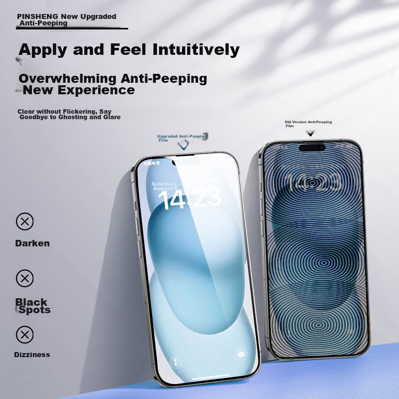 PISEN Privacy Screen Protector for IPhone 15 Pro, Anti-Peeping Tempered Glass Fi...