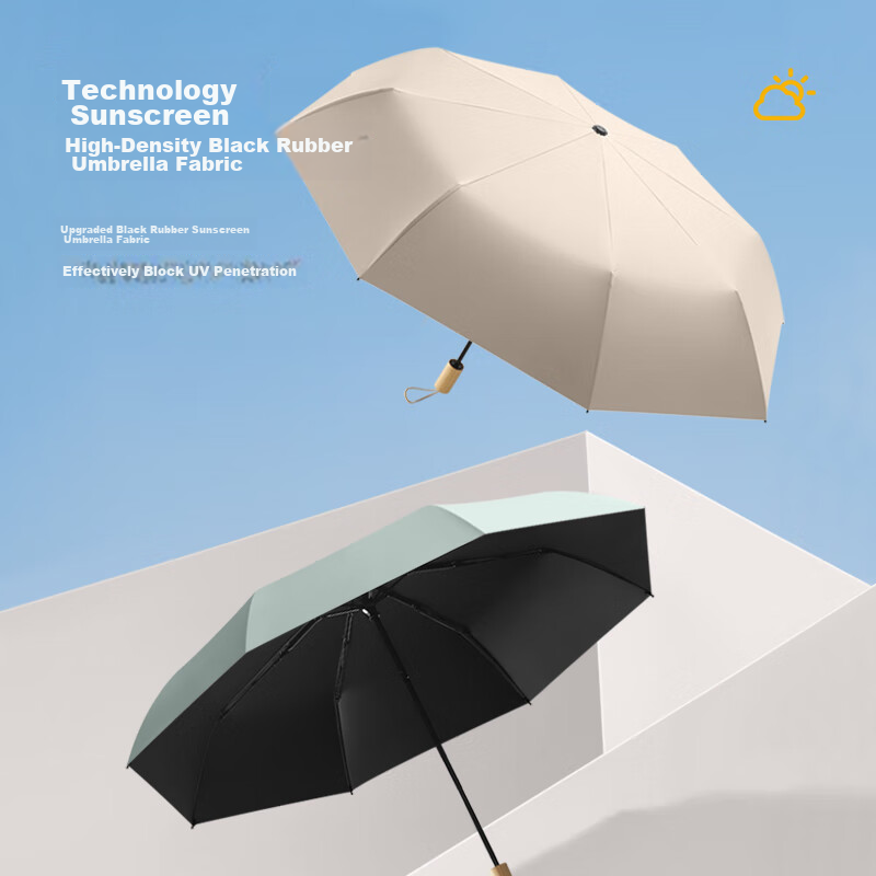 Qimai UV Protection Umbrella, Three-Fold Sun Umbrella, Sunshade Umbrella for Wom...