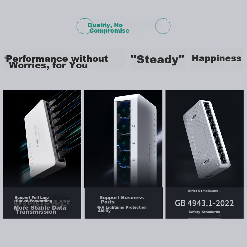 Ruijie 5-Port Gigabit Unmanaged Lightning-Proof Switch RG-YS05G, Full-Speed Data...