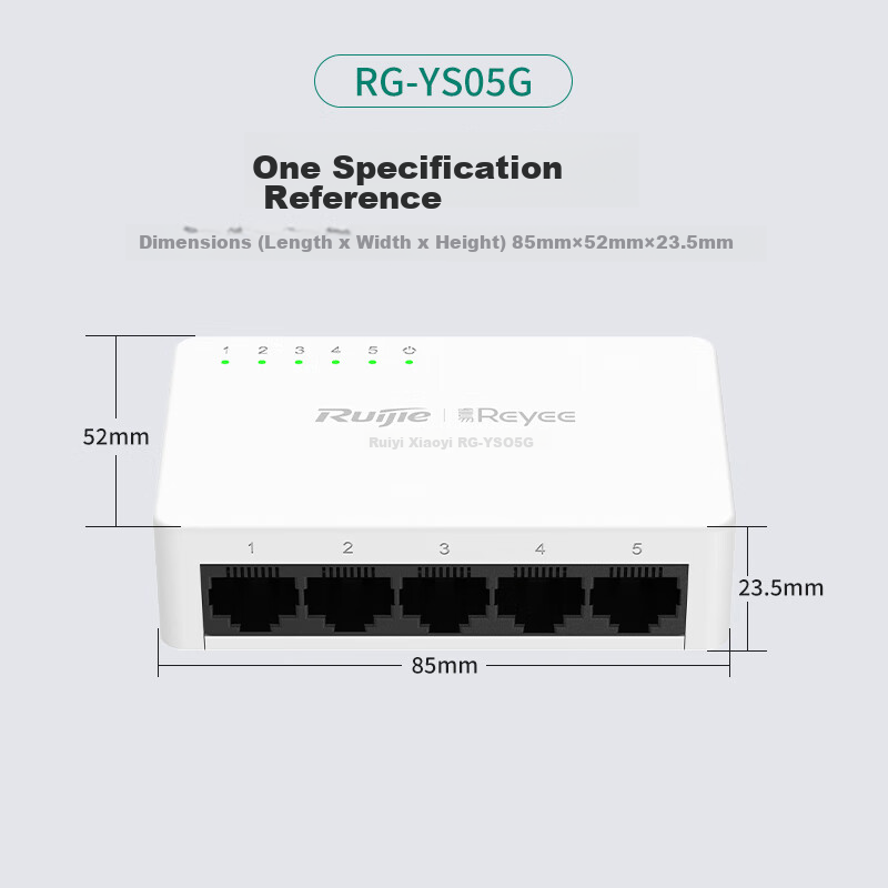 Ruijie 5-Port Gigabit Unmanaged Lightning-Proof Switch RG-YS05G, Full-Speed Data...