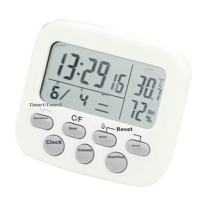 Quanshi Dual-Screen Kitchen Timer, Refrigerator Humidity Meter, Temperature Mete...
