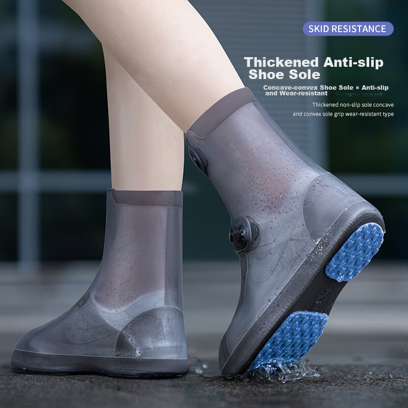 Rain Boots, Waterproof Shoe Covers, Non-Slip, Wear-Resistant, Thickened, Portabl...