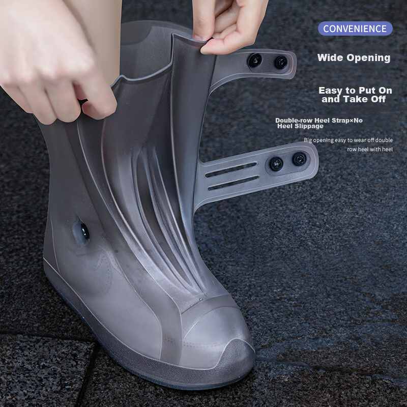 Rain Boots, Waterproof Shoe Covers, Non-Slip, Wear-Resistant, Thickened, Portabl...
