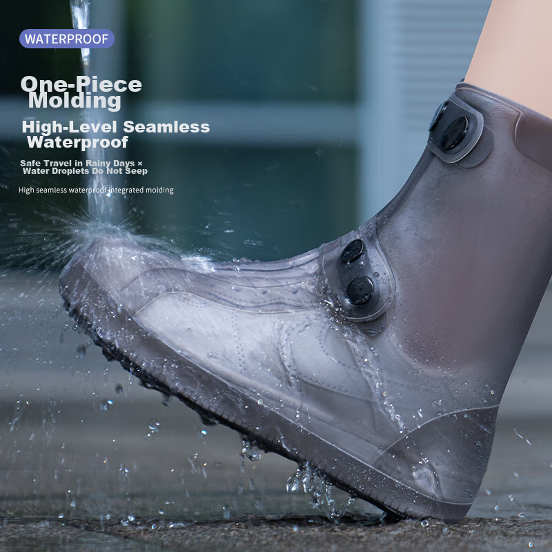 Rain Boots, Waterproof Shoe Covers, Non-Slip, Wear-Resistant, Thickened, Portabl...