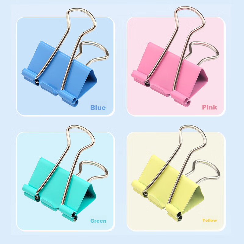 Comix 24 Pieces 32mm Effortless Colorful Long Tail Binder Clips, Medium Size 3#...