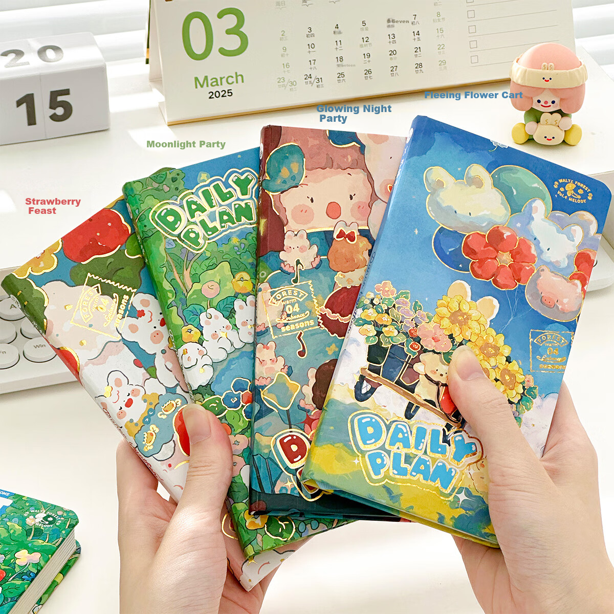Class 2, Grade 3 Moonlight Garden Cute Planner, Self-Discipline Check-In Book, 6...