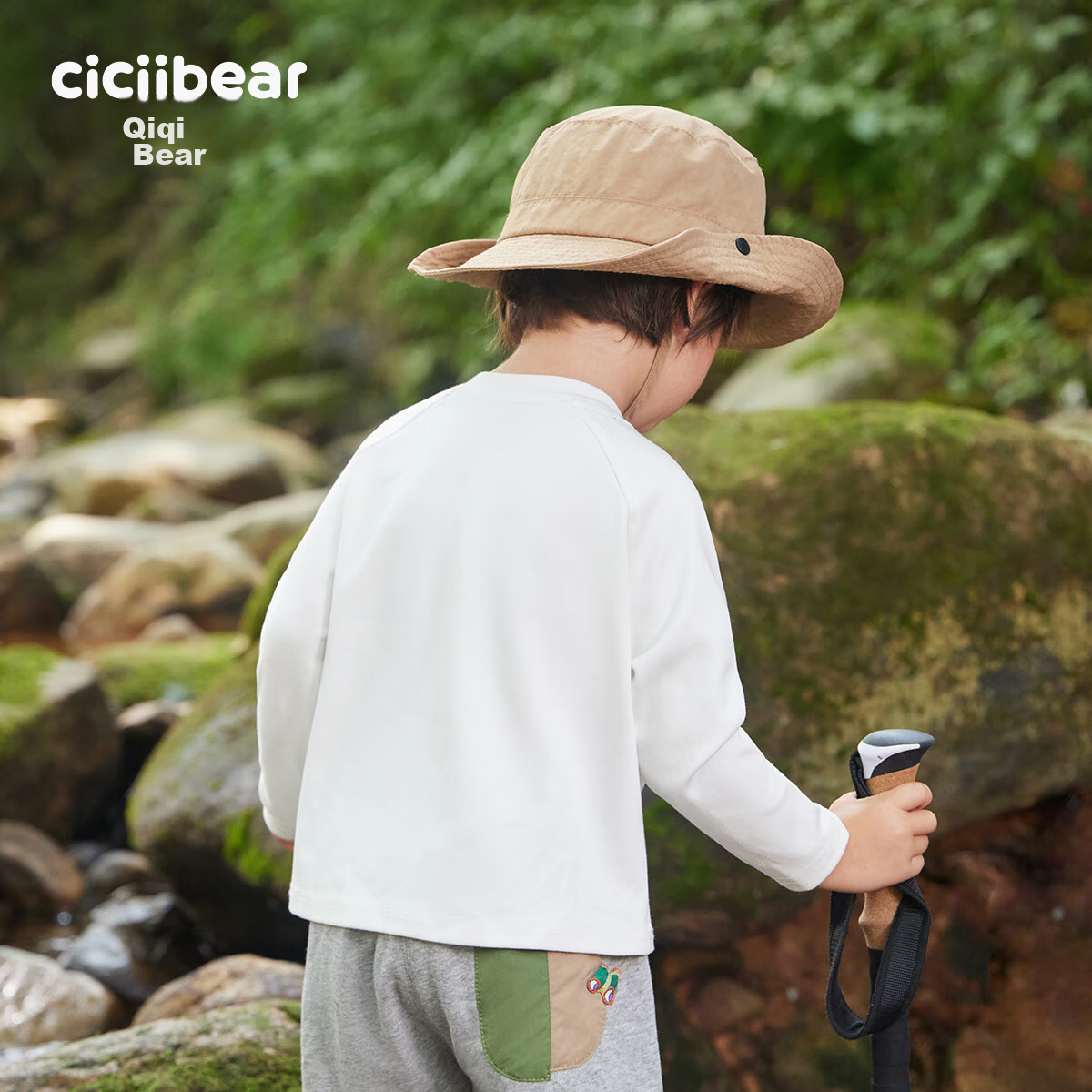 Qiqixiong [Outdoor] Qiqixiong Boys' Long-Sleeve T-Shirt, Autumn White, Baby Roun...