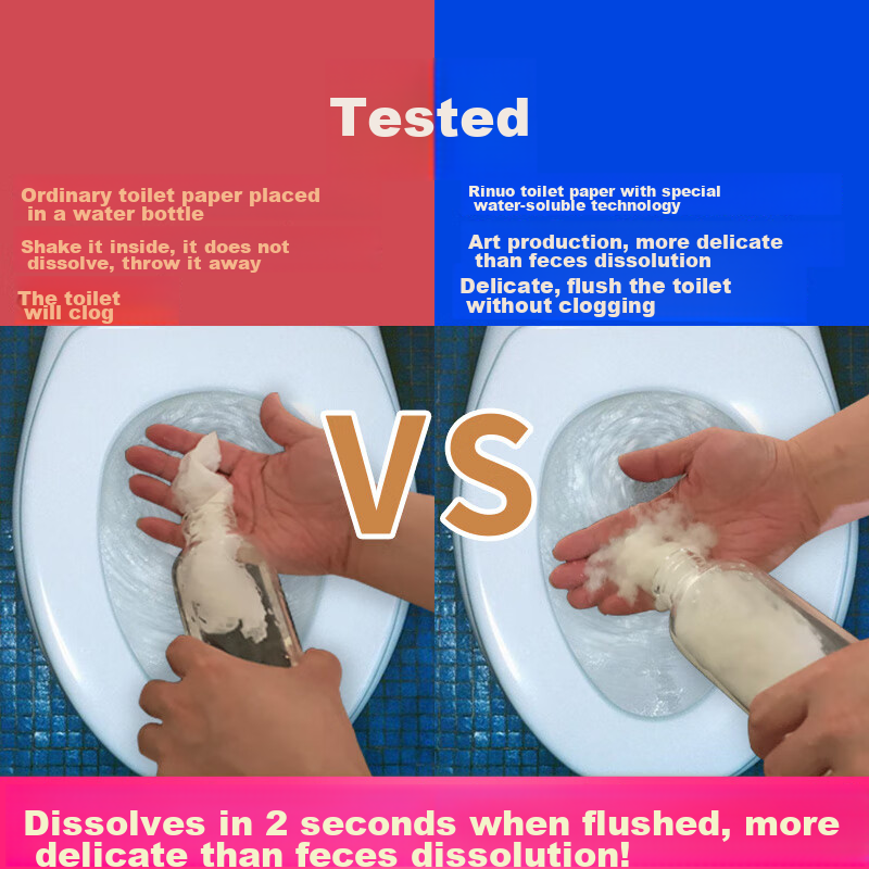 Rinuo Water-Soluble Toilet Paper, Dissolves in Water, Roll Toilet Paper, Absorbe...