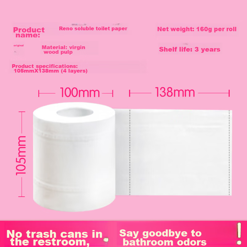 Rinuo Water-Soluble Toilet Paper, Dissolves in Water, Roll Toilet Paper, Absorbe...
