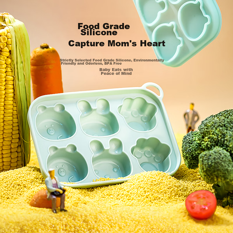 YEEHOO Baby Food Mold Steamed Cake Mold, Steaming Infant Silicone Ice Cube Tray,...