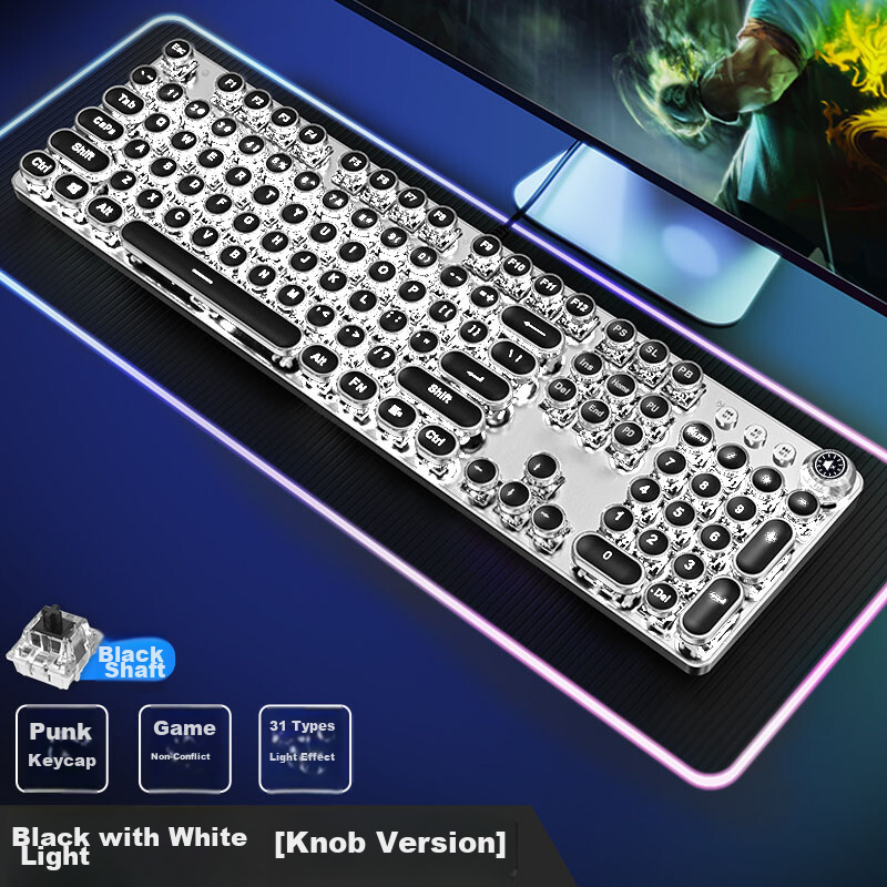 EWEADN TK100 Punk Mechanical Keyboard And Mouse Set, Wired Gaming Keyboard And M...