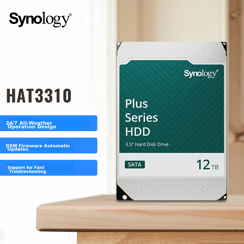Synology NAS Hard Drive, 12TB, 512MB Cache, 7200 RPM, 3.5-Inch SATA HDD, HAT3310...