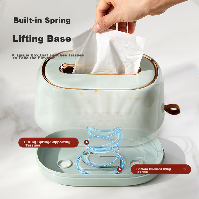 Youjia Liangpin Tissue Box, Living Room Napkin Holder, Storage Box with Spring,...