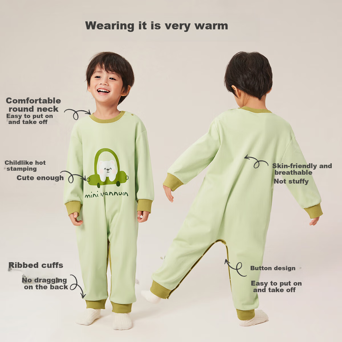 YUZHAOLIN Children's Jumpsuit Spring Baby Cotton Pajamas Children's Jumpsuit Rom...