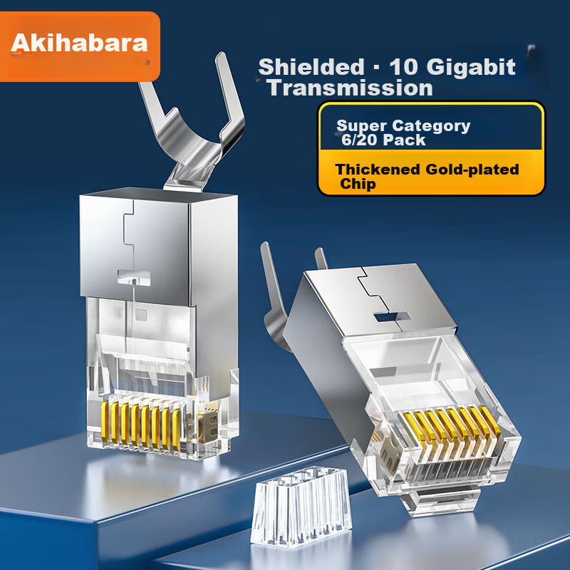 Akihabara, Cat6a Crystal Head, RJ45 Cat6a 10G Engineering-Grade Network Connecto...