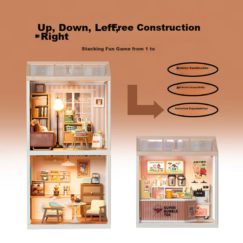 Rolife Super World Living Room DIY Dollhouse Toy, Adult Building Blocks, Handmad...