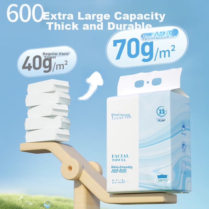 Plant-Based Facial Cleansing WipesPortable Disposable Soft Large Thick Wet And D...