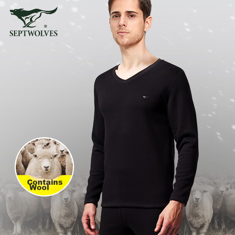 SEPTWOLVES [Wool Warmth] Thermal Underwear for Men, Fleece-Lined Thickened Autum...