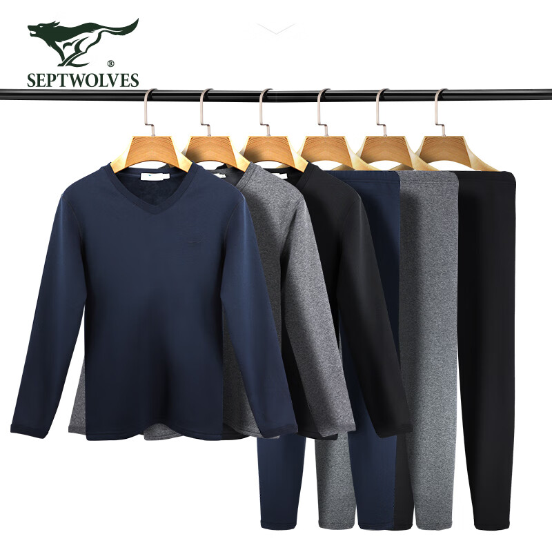 SEPTWOLVES [Wool Warmth] Thermal Underwear for Men, Fleece-Lined Thickened Autum...