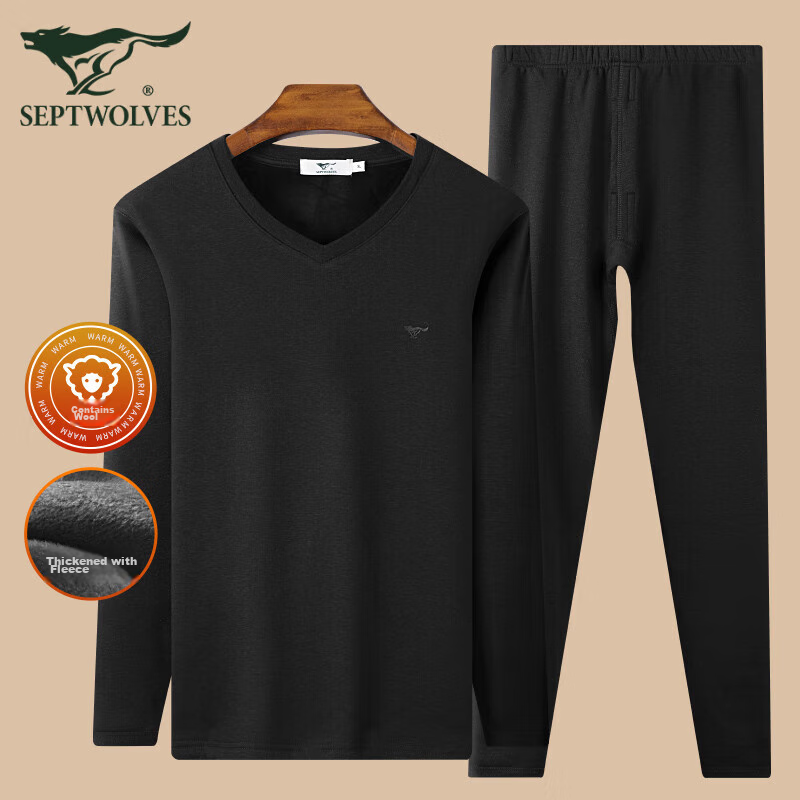 SEPTWOLVES [Wool Warmth] Thermal Underwear for Men, Fleece-Lined Thickened Autum...