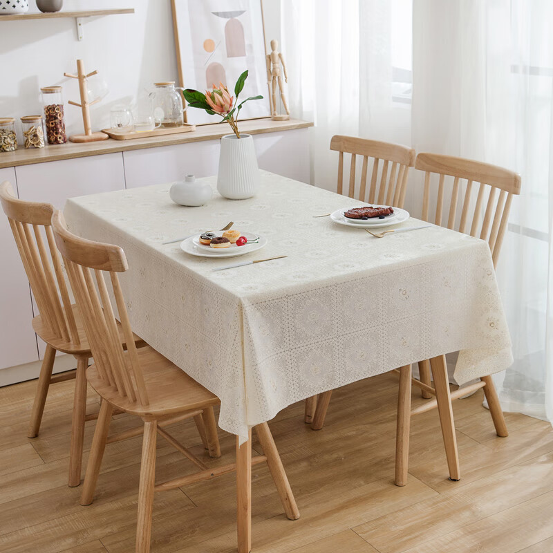 Qinmei Tablecloth, Waterproof, Oil-Proof, Heat-Resistant, PVC Fabric, Simple Din...