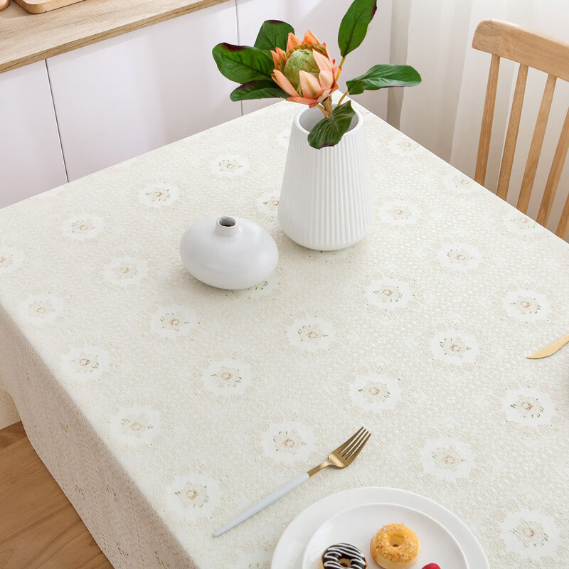 Qinmei Tablecloth, Waterproof, Oil-Proof, Heat-Resistant, PVC Fabric, Simple Din...