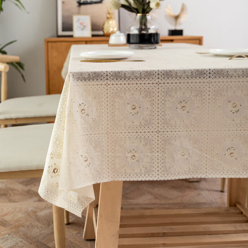 Qinmei Tablecloth, Waterproof, Oil-Proof, Heat-Resistant, PVC Fabric, Simple Din...