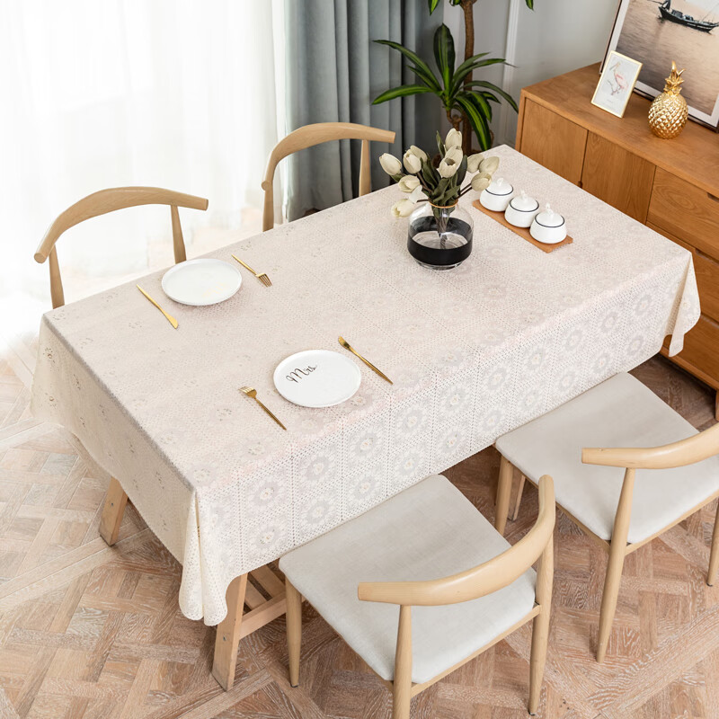 Qinmei Tablecloth, Waterproof, Oil-Proof, Heat-Resistant, PVC Fabric, Simple Din...