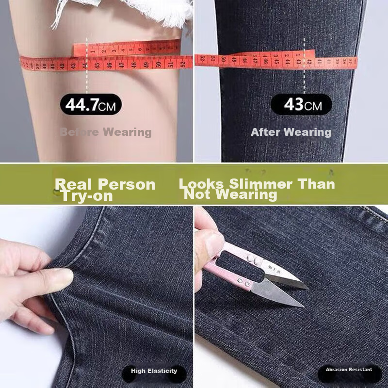 JEANSWEST Women's Jeans, High-Waisted Pants, 2025 Summer, Slim-Fit, Slimming, Sk...