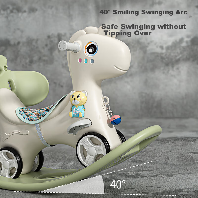 Youbeichen Children's Rocking Horse, Wooden Horse Toy, Multifunctional Rocking C...