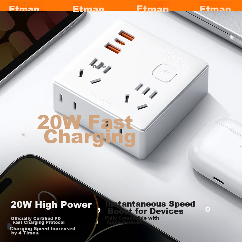 Inteman PD20W Fast Charging 86-Type Socket Adapter/Converter Plug/USB+Type-C Cha...