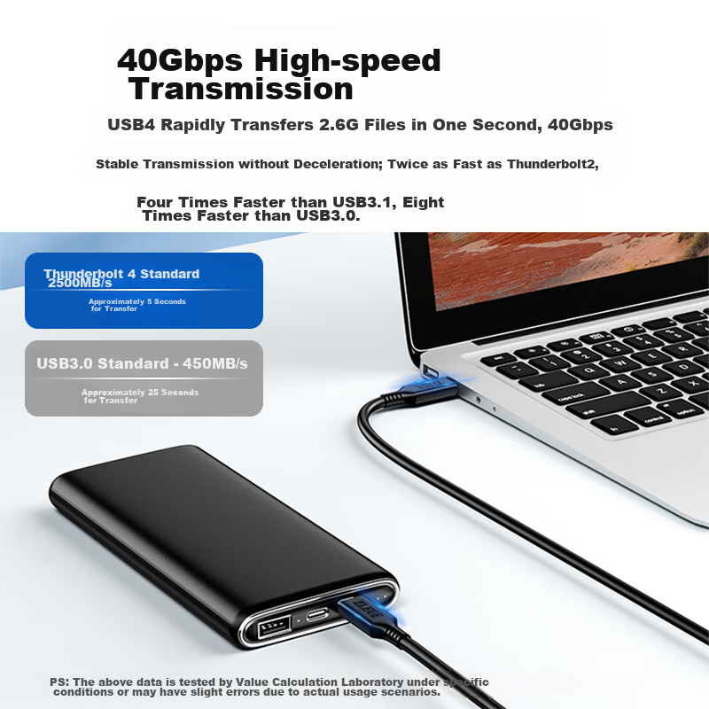 USB4 Full-Function Type-C Data Cable 0.2 Meters, 8K Video Cable, PD240W Fast Cha...