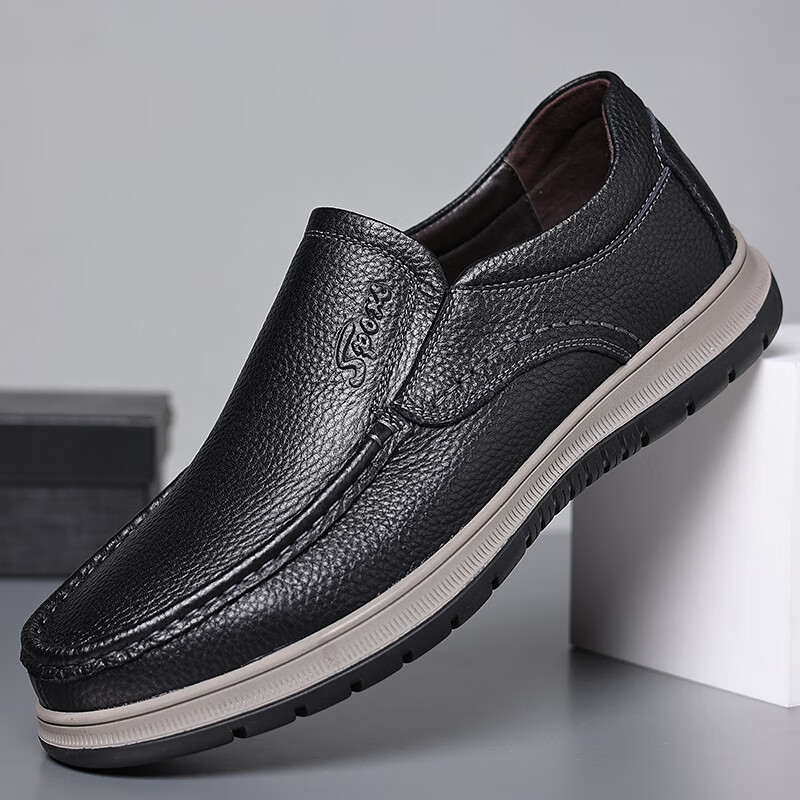 EGCHI Men's Leather Shoes, Top-Grain Cowhide, Slip-On, Wear-Resistant, Driving,...