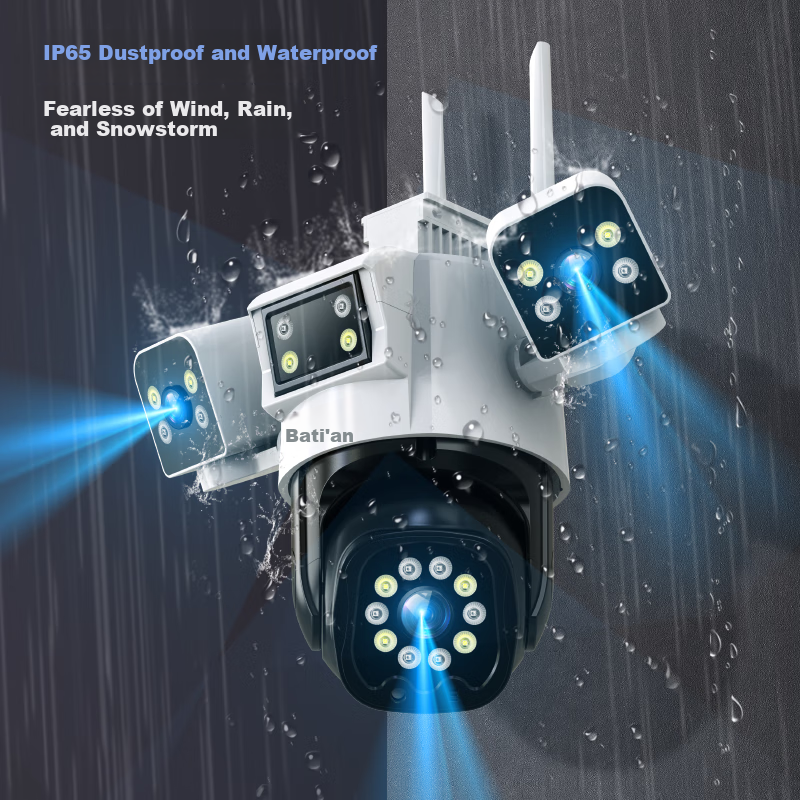 Batai An 4G Triple-Lens Outdoor Surveillance Camera with Lifetime Free Rechargea...