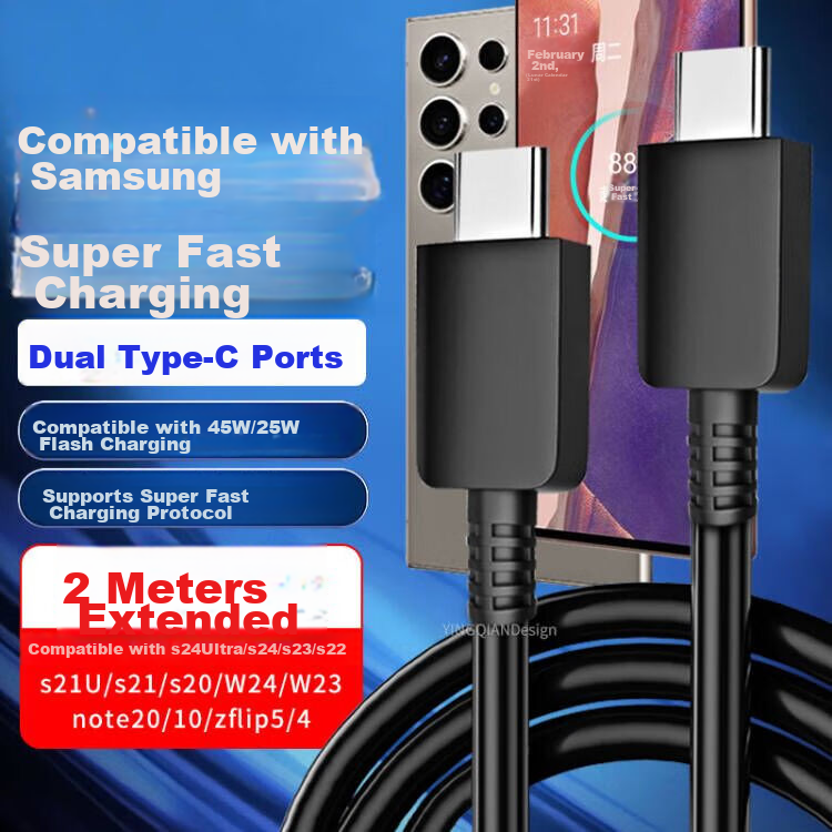 WinQian Compatible Samsung Data Cable, Charging Cable, Type-C Double-Ended 2 Met...