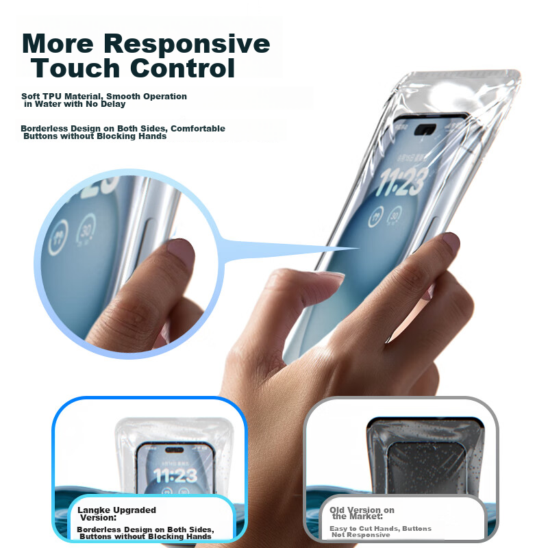 Langke Waterproof Phone Case, Touchscreen Compatible, Waterproof Pouch, Swimming...