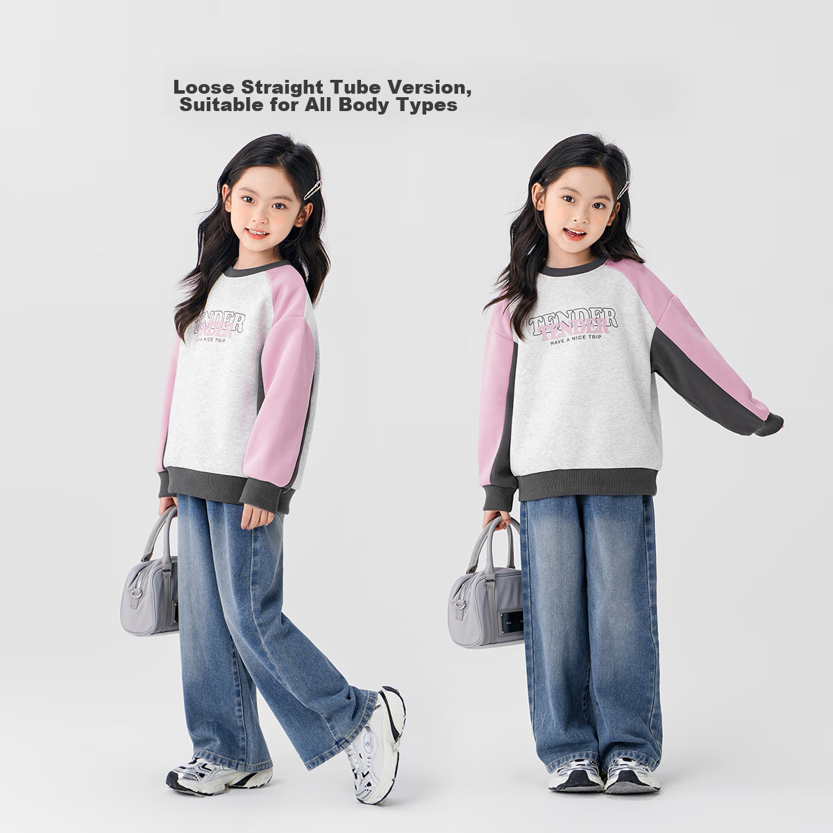 Zuoxi Girls' Jeans, Children's Pants, Straight-Leg Trousers, 2025 New Style, for...